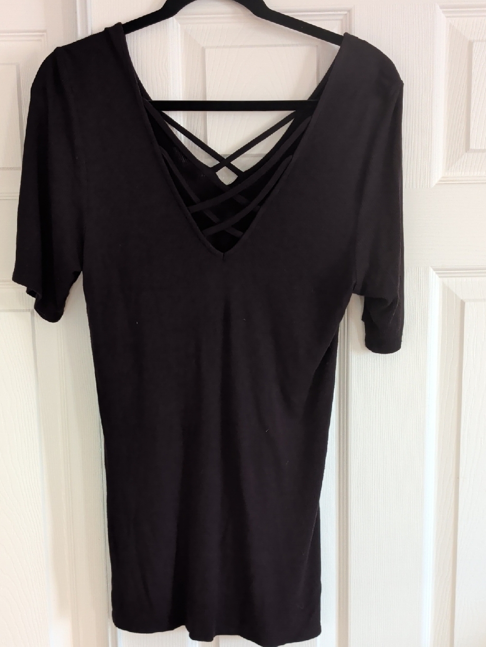 torrid Black Crisscross V-Neck Short Sleeve Top
